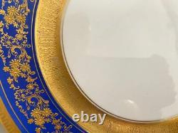 RARE Rosenthal Selb 4 Dinner Plates Continental Pattern Cobalt Blue Heavy Gold