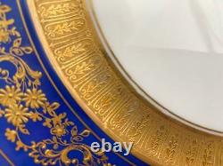 RARE Rosenthal Selb 4 Dinner Plates Continental Pattern Cobalt Blue Heavy Gold