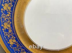 RARE Rosenthal Selb 4 Dinner Plates Continental Pattern Cobalt Blue Heavy Gold