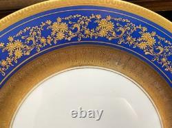 RARE Rosenthal Selb 4 Dinner Plates Continental Pattern Cobalt Blue Heavy Gold