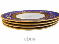 RARE Rosenthal Selb 4 Dinner Plates Continental Pattern Cobalt Blue Heavy Gold