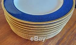 RARE Set 12 Wedgwood Plates Spaulding Dinner Luncheon Blue Gold antique china