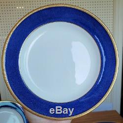 RARE Set 12 Wedgwood Plates Spaulding Dinner Luncheon Blue Gold antique china