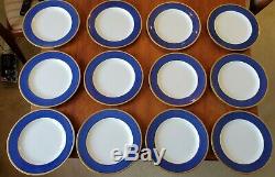 RARE Set 12 Wedgwood Plates Spaulding Dinner Luncheon Blue Gold antique china