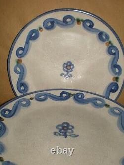 RARE Set 15 M. A. Hadley Pottery BLUETTE 10.75 Dinner Bread Plates Cereal Bowl