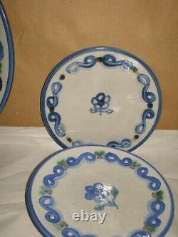 RARE Set 15 M. A. Hadley Pottery BLUETTE 10.75 Dinner Bread Plates Cereal Bowl