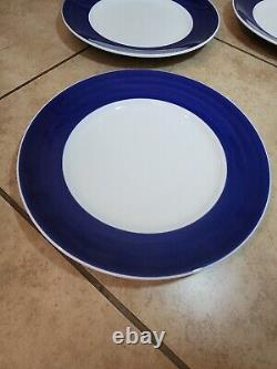 RARE Williams Sonoma Newport 11 Dinner Plate Set of 4 BLUE rim