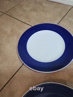 RARE Williams Sonoma Newport 11 Dinner Plate Set of 4 BLUE rim