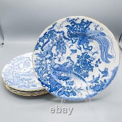 READ Royal Crown Derby Blue Aves Dinner Plates Set of 6- 10 5/8 FREE USA SHIP