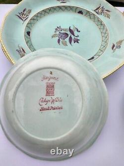 REGENT Calyxware Dinnerware 35 Pc Set Adams China ENGLAND Aqua Purple Flower