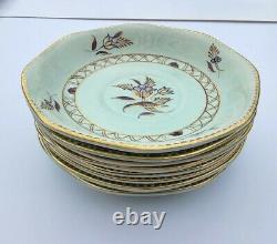 REGENT Calyxware Dinnerware 35 Pc Set Adams China ENGLAND Aqua Purple Flower