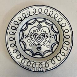 RHODE New Blue and White Heart Dinner Plate Hand Painted in Italy 11 Inches