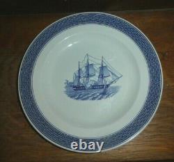 ROYAL COPENHAGEN Denmark TRANQUEBAR Blue Sailboat Center 4604 Dinner Plate PO