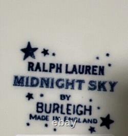 Ralph Lauren Midnight Sky by Burleigh Dinner Plates England Dark Blue Set of 4
