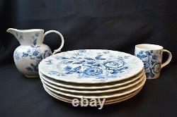 Ralph Lauren Morning Garden Blue Dinner Plates (6), Mug & Pitcher Set Lot
