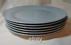 Ralph Lauren Preston Oxford Blue Stripes Dinner Plates 10 5/8 Six, Rare
