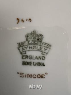 Rare AINSLEY cobalt Blue Gold Encrusted Scallop Rim Simcoe Pattern set of 12