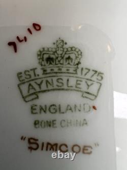 Rare AINSLEY cobalt Blue Gold Encrusted Scallop Rim Simcoe Pattern set of 12