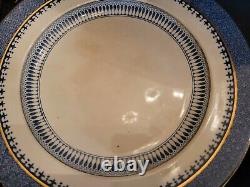 Rare Antique Booths Silicon China LOWESTOFT BORDER England Dinner Plates Blue