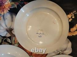 Rare Antique Booths Silicon China LOWESTOFT BORDER England Dinner Plates Blue