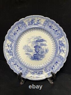 Rare Antique Set Of 8 Canova Pattern Blue Transferware Dinner Plates, T Mayer