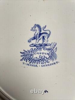 Rare Antique Set Of 8 Canova Pattern Blue Transferware Dinner Plates, T Mayer