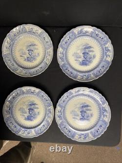 Rare Antique Set Of 8 Canova Pattern Blue Transferware Dinner Plates, T Mayer
