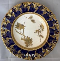 Rare Antique Spode Copeland Cobalt Blue Gilt Gold Encrusted Dinner Plate Bowl
