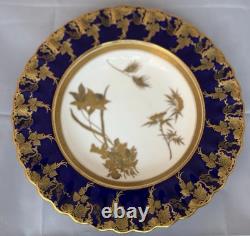 Rare Antique Spode Copeland Cobalt Blue Gilt Gold Encrusted Dinner Plate Bowl