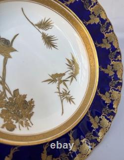Rare Antique Spode Copeland Cobalt Blue Gilt Gold Encrusted Dinner Plate Bowl