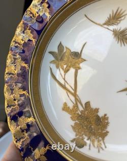 Rare Antique Spode Copeland Cobalt Blue Gilt Gold Encrusted Dinner Plate Bowl