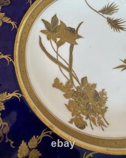 Rare Antique Spode Copeland Cobalt Blue Gilt Gold Encrusted Dinner Plate Bowl