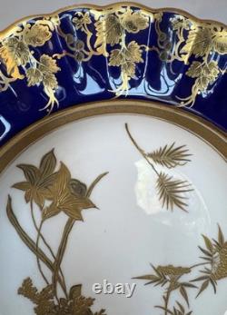 Rare Antique Spode Copeland Cobalt Blue Gilt Gold Encrusted Dinner Plate Bowl