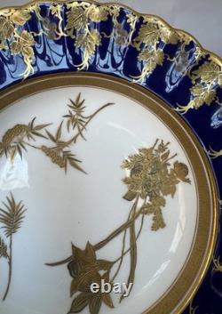 Rare Antique Spode Copeland Cobalt Blue Gilt Gold Encrusted Dinner Plate Bowl