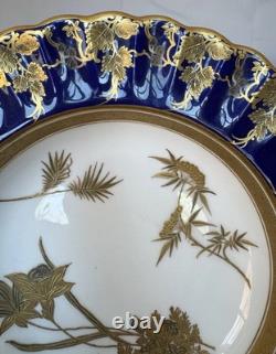 Rare Antique Spode Copeland Cobalt Blue Gilt Gold Encrusted Dinner Plate Bowl