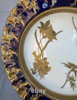 Rare Antique Spode Copeland Cobalt Blue Gilt Gold Encrusted Dinner Plate Bowl