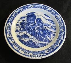 Rare Blue Wallace Westward Ho Pioneer Trails 10 5/8 Dinner Plate (s)