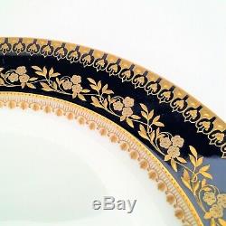 Rare Brownfield's China for Tiffany & Co. Cobalt & Gold Encrusted Dinner Plate