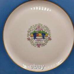 Rare Lenox For HB Hudson & Son, Set Of 6 Dinner Plates, Blue With Fruit Basket