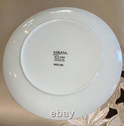 Rare Mikasa Living Blue Toile Bird Floral Flowers Dinner Plates 10.5 Set 6