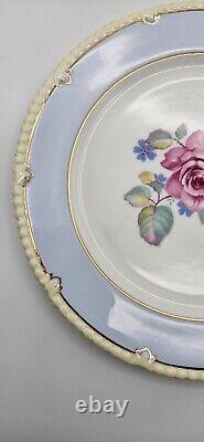 Rare Paragon England Double Warrant Blue/Pink/Gold Cabbage Rose 9 Dinner Plate