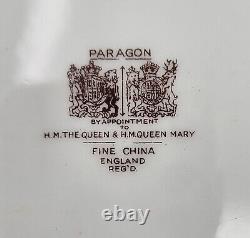 Rare Paragon England Double Warrant Blue/Pink/Gold Cabbage Rose 9 Dinner Plate