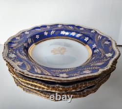 Rare Pattern Georgian Period 5 Soup Plates Bone China Coalport England 1805-1835