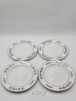 Rare Set of 4 Royal Crown Derby Tiffany Co. Blue Gold Dinner & Bread Plates A537