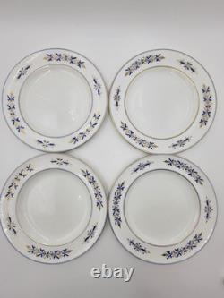 Rare Set of 4 Royal Crown Derby Tiffany Co. Blue Gold Dinner & Bread Plates A537