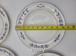 Rare Set of 4 Royal Crown Derby Tiffany Co. Blue Gold Dinner & Bread Plates A537