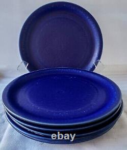 Rare Set of Six Otagiri Japan Cobalt Blue Stoneware Dinner Plates