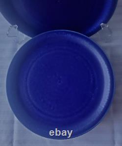 Rare Set of Six Otagiri Japan Cobalt Blue Stoneware Dinner Plates