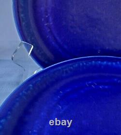 Rare Set of Six Otagiri Japan Cobalt Blue Stoneware Dinner Plates