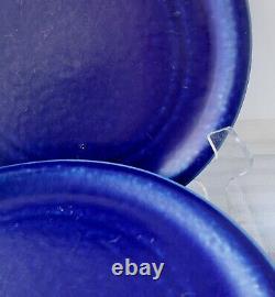 Rare Set of Six Otagiri Japan Cobalt Blue Stoneware Dinner Plates